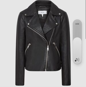 Reiss Black Leather Biker Jacket